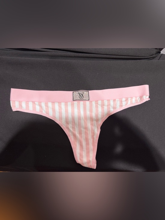 Victoria's Secret Other - Victoria's Secret Pink & White Striped Bralette with Logo Patch